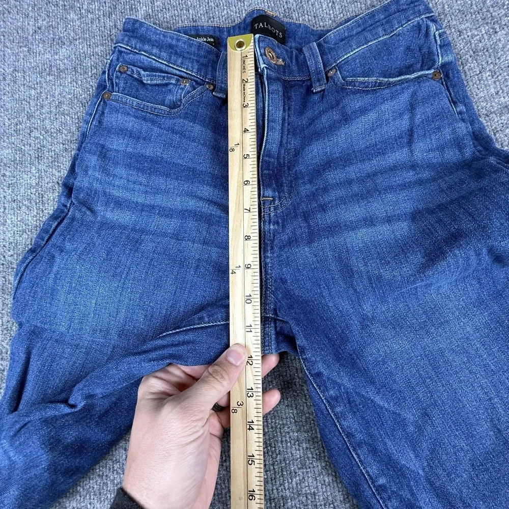 Talbots Modern Ankle Jeans Womens 4 Medium Wash Blue High Rise‎ Straight Denim